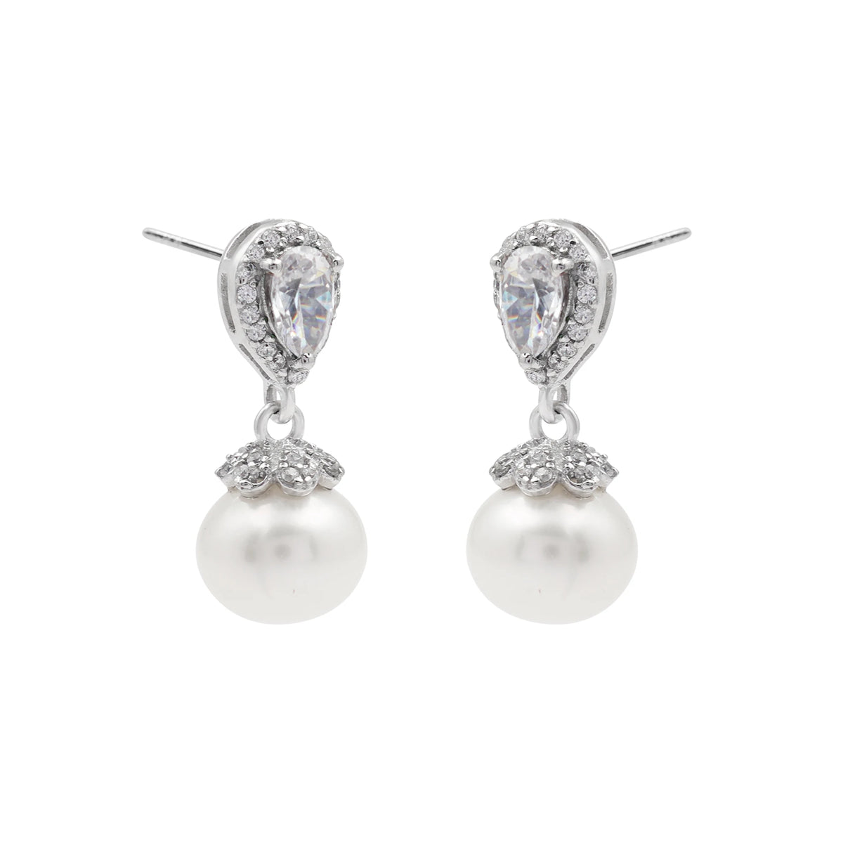 925 Sterling Silver Natural 6x4 MM Pear White Set