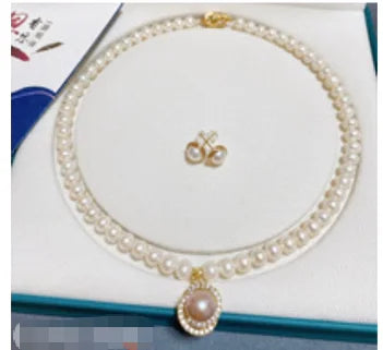 8m-9m Natural Freshwater Pearl Necklace with Pearl Pendant