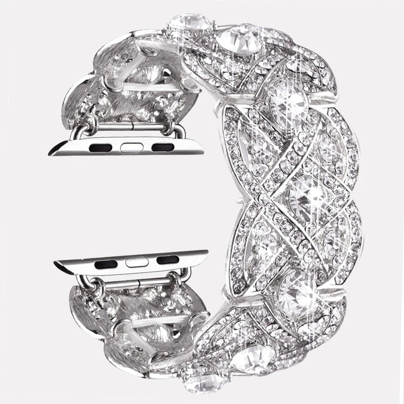 Diamond Metal Strap for Iwatch Series 8 7 6 SE 5 4 3 Bling Watch Band for Apple Watch Ultra 38mm 45mm 49mm Fashion Strap