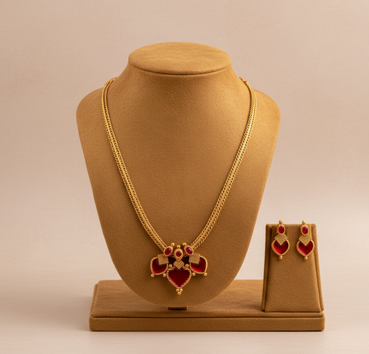 AUR037-Single Pendant Necklace and Earring