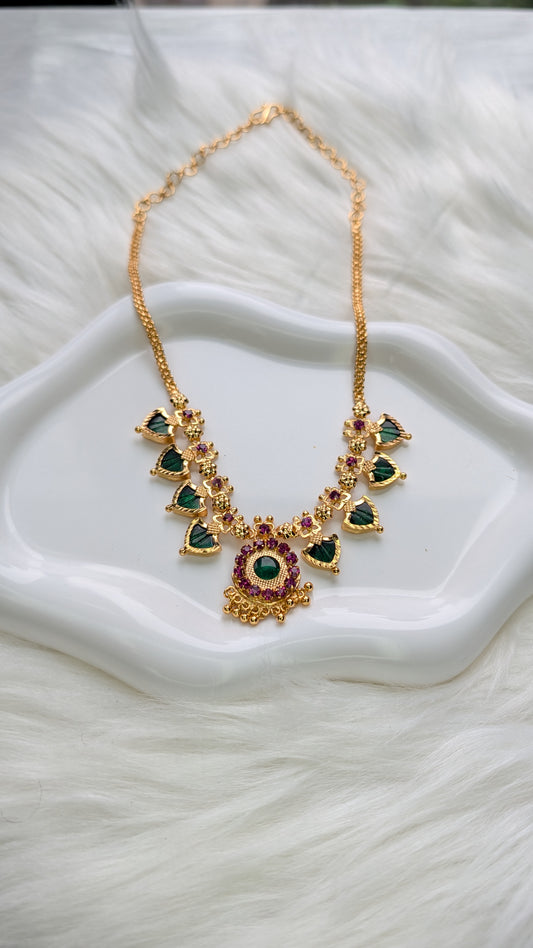 AUR036-4+4 Palakka Necklace - Kerala Traditional Jewelry Set