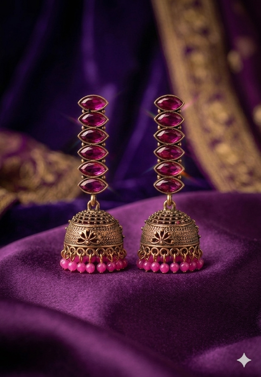 AUR275- Pink Long Jhumka