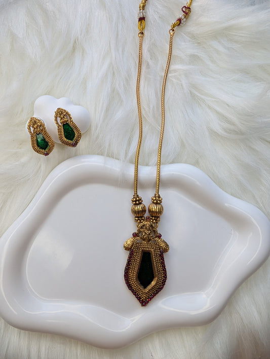 AUR051- Simple Temple Jewelry -Necklace and Earring