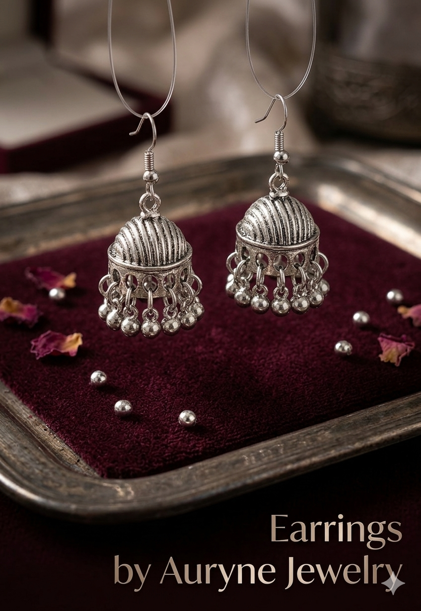 AUR279- Silver Jhumka