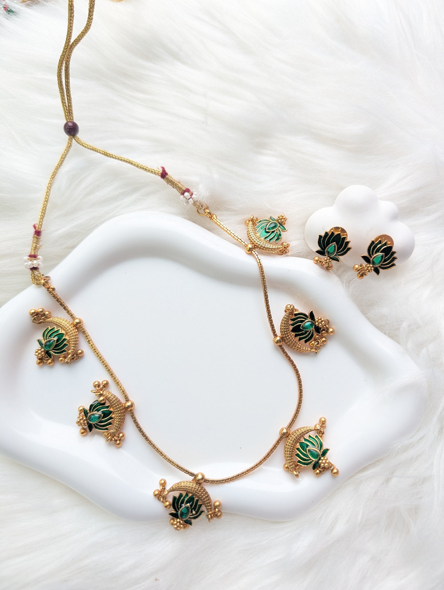 AUR0217- Moon Lotus Necklace and Earring
