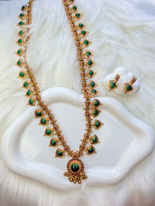 AUR050- Long Palakka Necklace and Earring