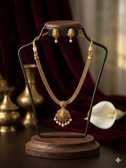 AUR259- Small idol Necklace and Earrings Set