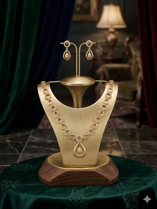 AUR257- Diamond Replica Necklace and Earrings Set