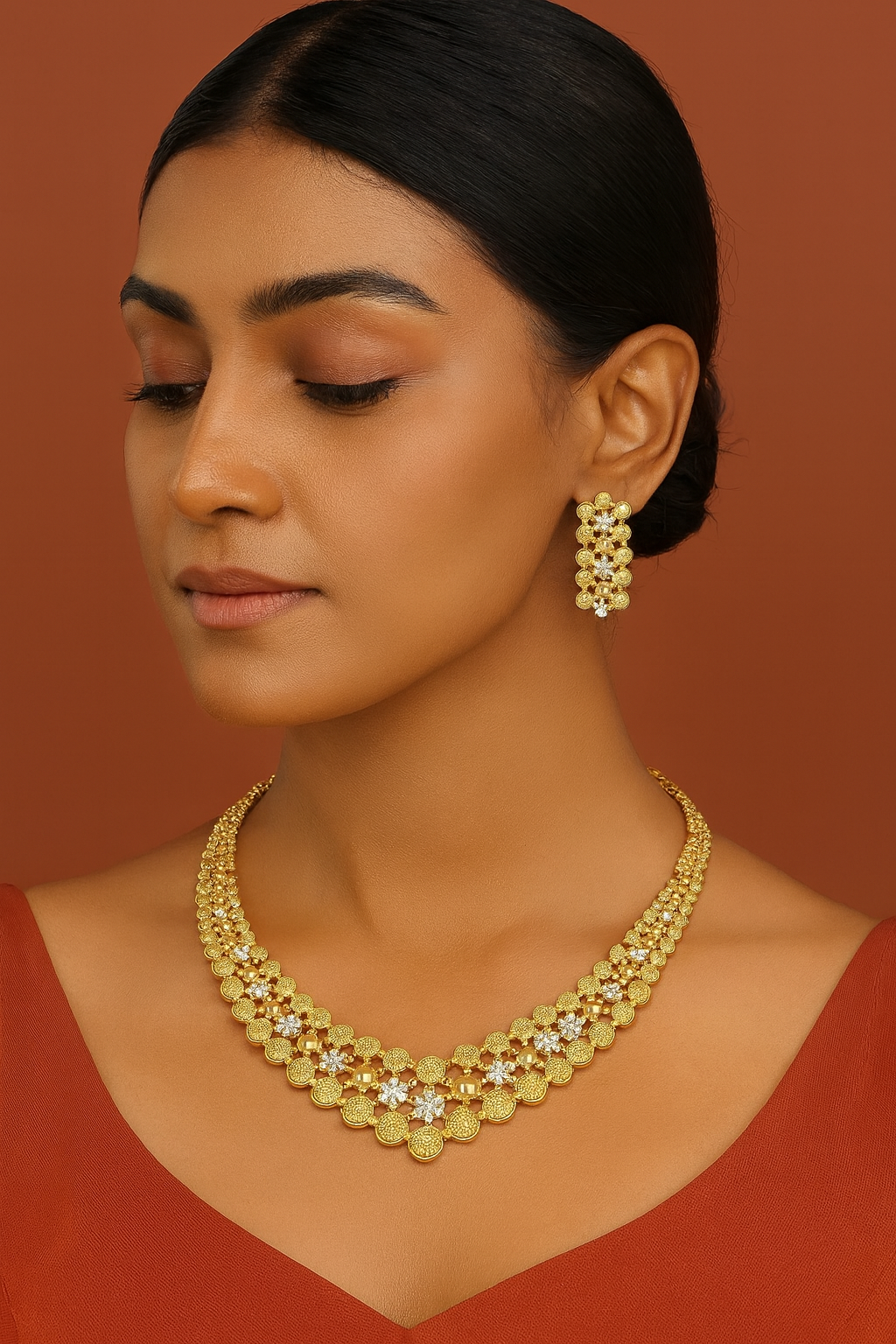 AUR010 - Kerala Traditional Jewelry - Necklace and Earring Set