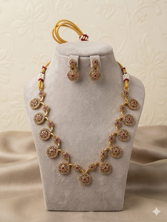 AUR261- AD Stone Necklace and Earrings Set