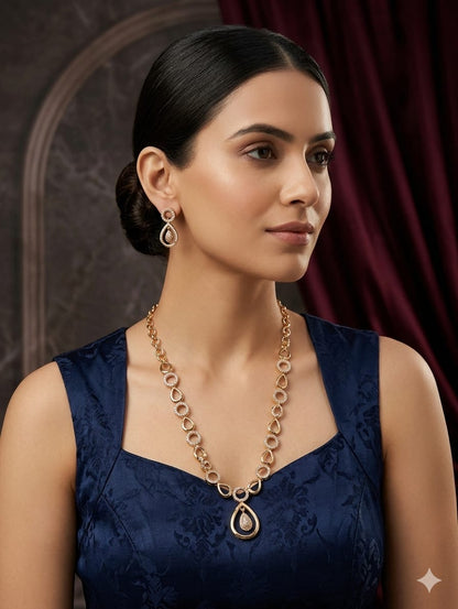 AUR257- Diamond Replica Necklace and Earrings Set
