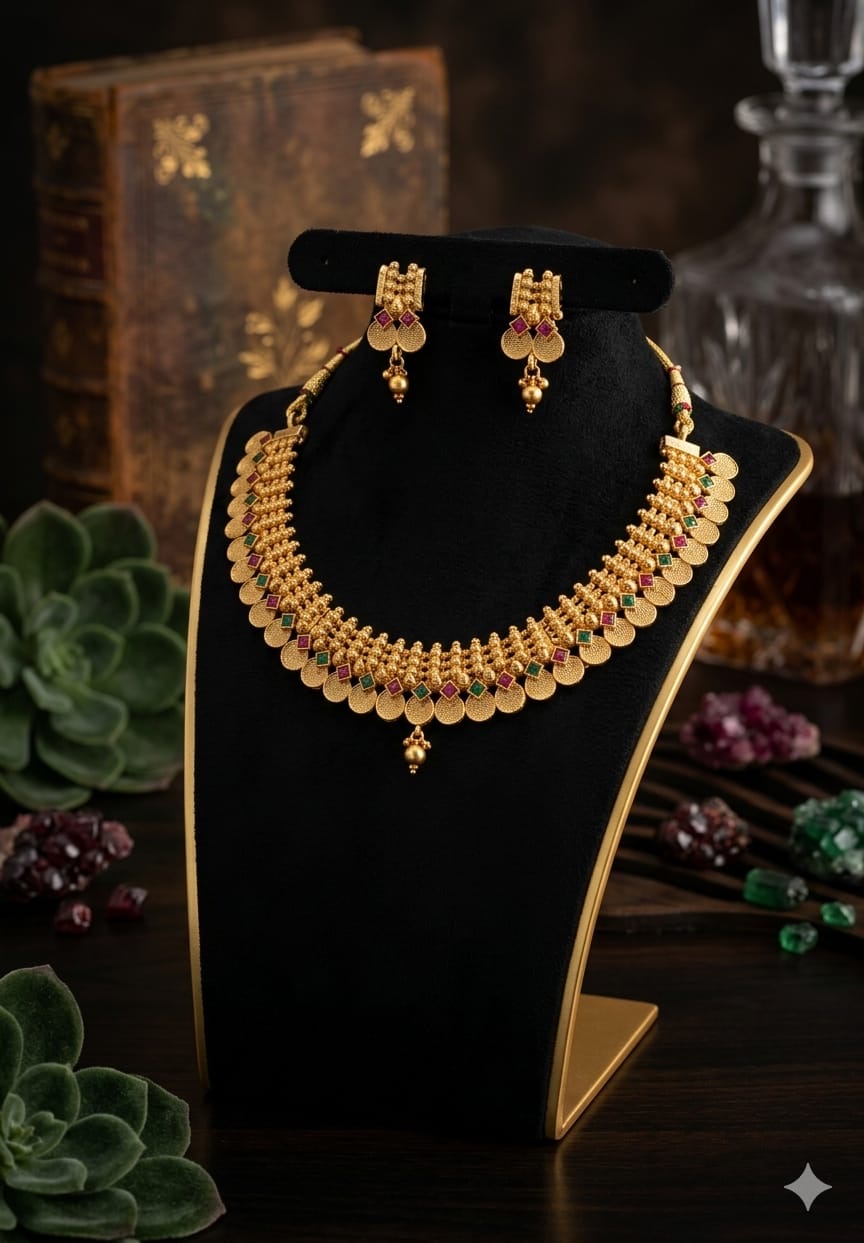 AUR263- Premium Traditional Necklace and Earrings Set