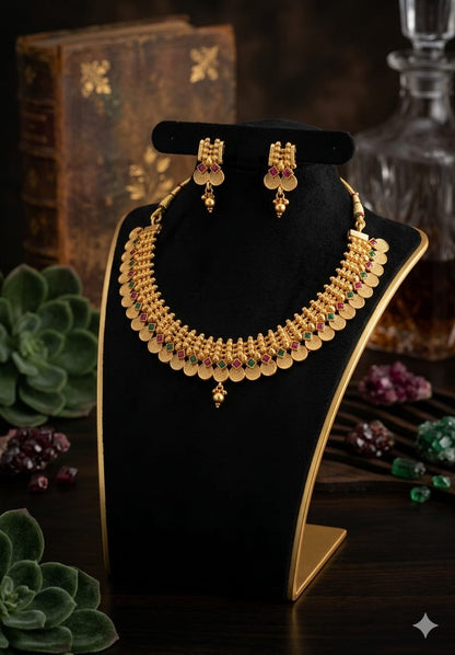 AUR263- Premium Traditional Necklace and Earrings Set