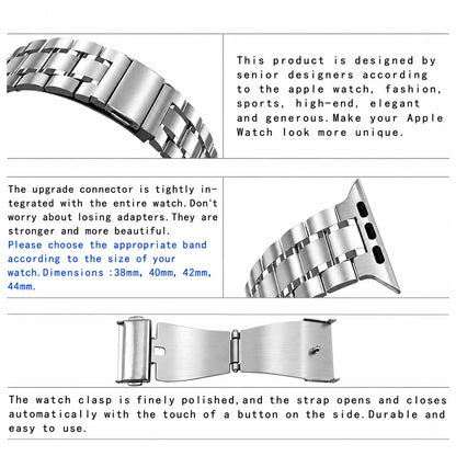 5-Bead Stainless Steel Watch Band Compatible with Apple Watch 38mm 40mm 41mm 42mm 44mm 45mm 49mm Replacement Bracelet