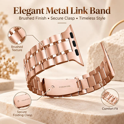 5-Bead Stainless Steel Watch Band Compatible with Apple Watch 38mm 40mm 41mm 42mm 44mm 45mm 49mm Replacement Bracelet