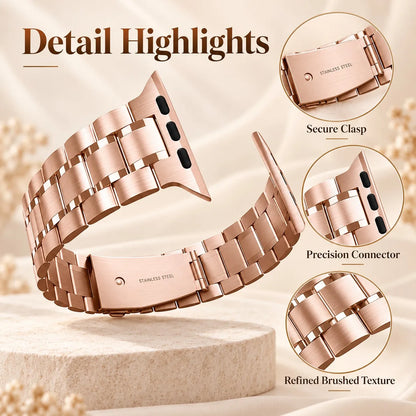 5-Bead Stainless Steel Watch Band Compatible with Apple Watch 38mm 40mm 41mm 42mm 44mm 45mm 49mm Replacement Bracelet