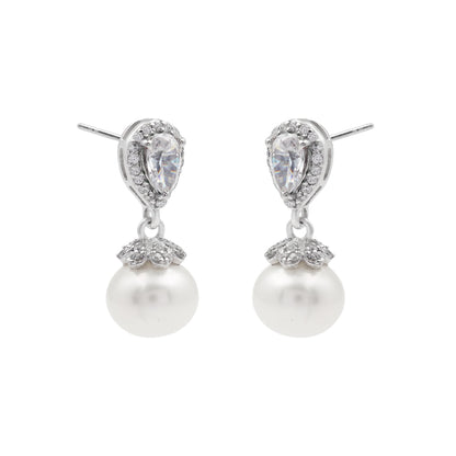 925 Sterling Silver Natural 6x4 MM Pear White Set