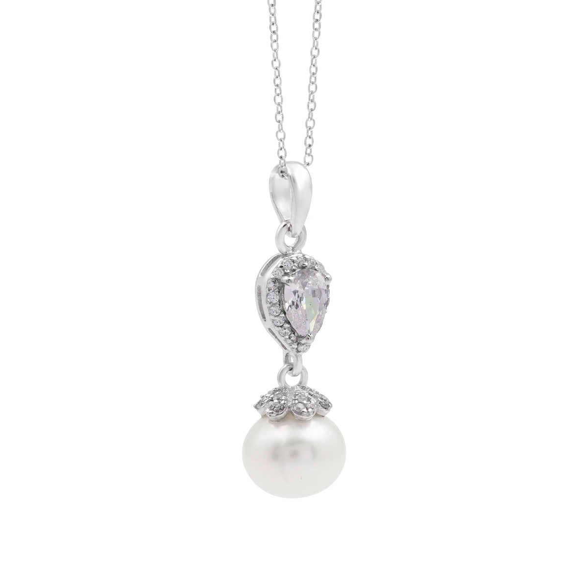 925 Sterling Silver Natural 6x4 MM Pear White Set