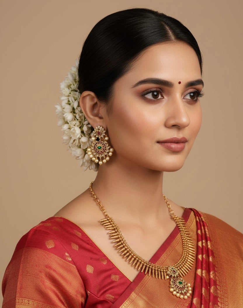 AUR027- Kerala Traditional Jewelry - Necklace and Earring Set