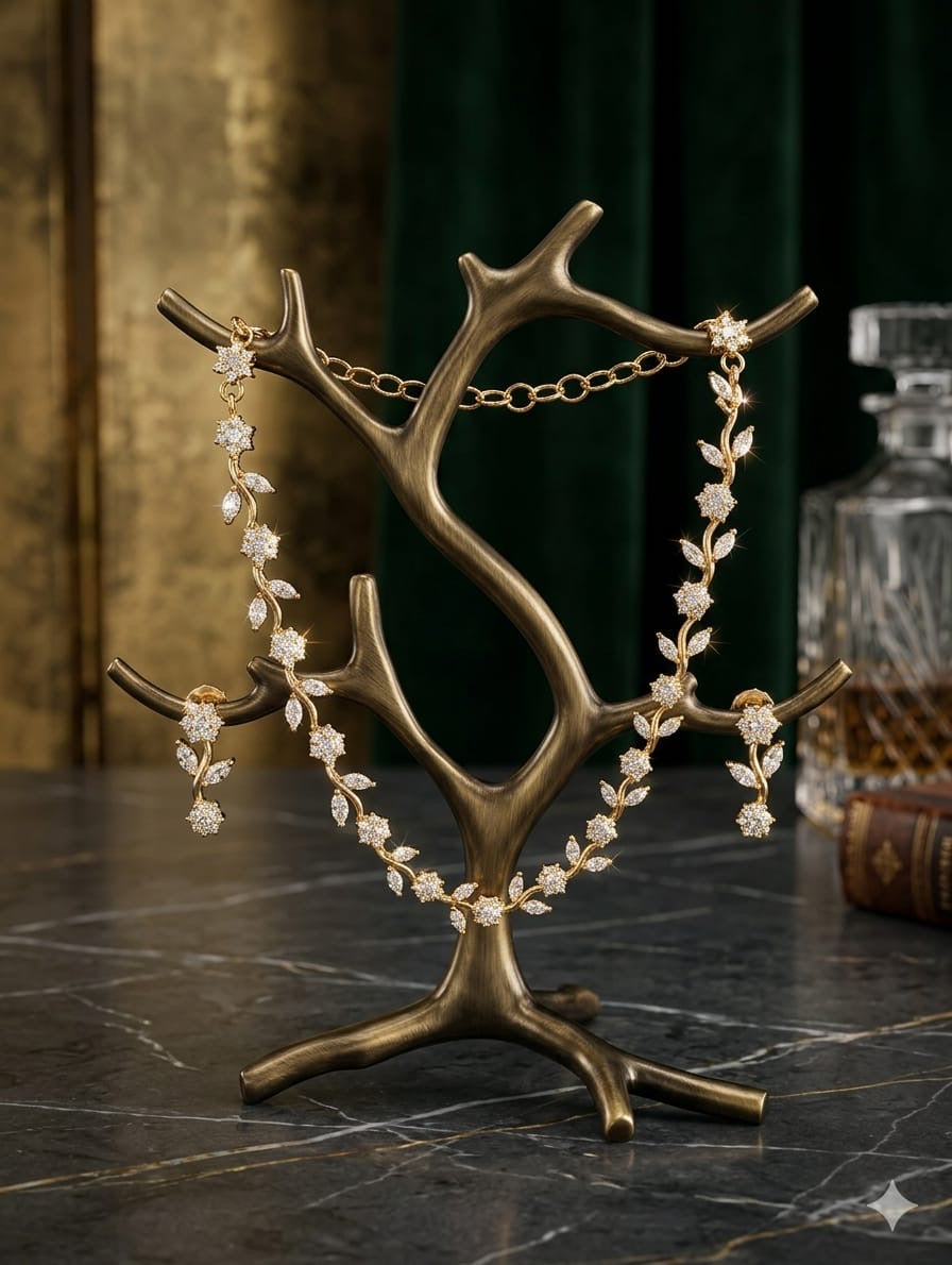 AUR258- Diamond Replica Necklace and Earrings Set