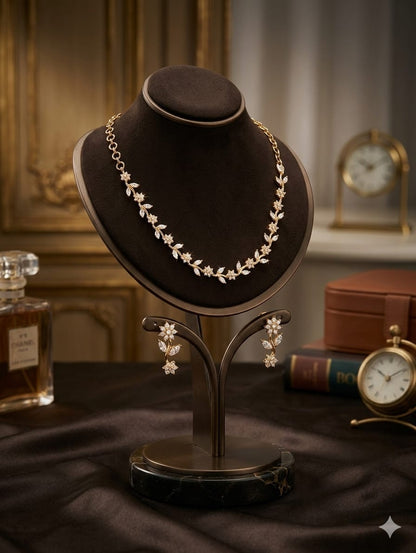 AUR258- Diamond Replica Necklace and Earrings Set