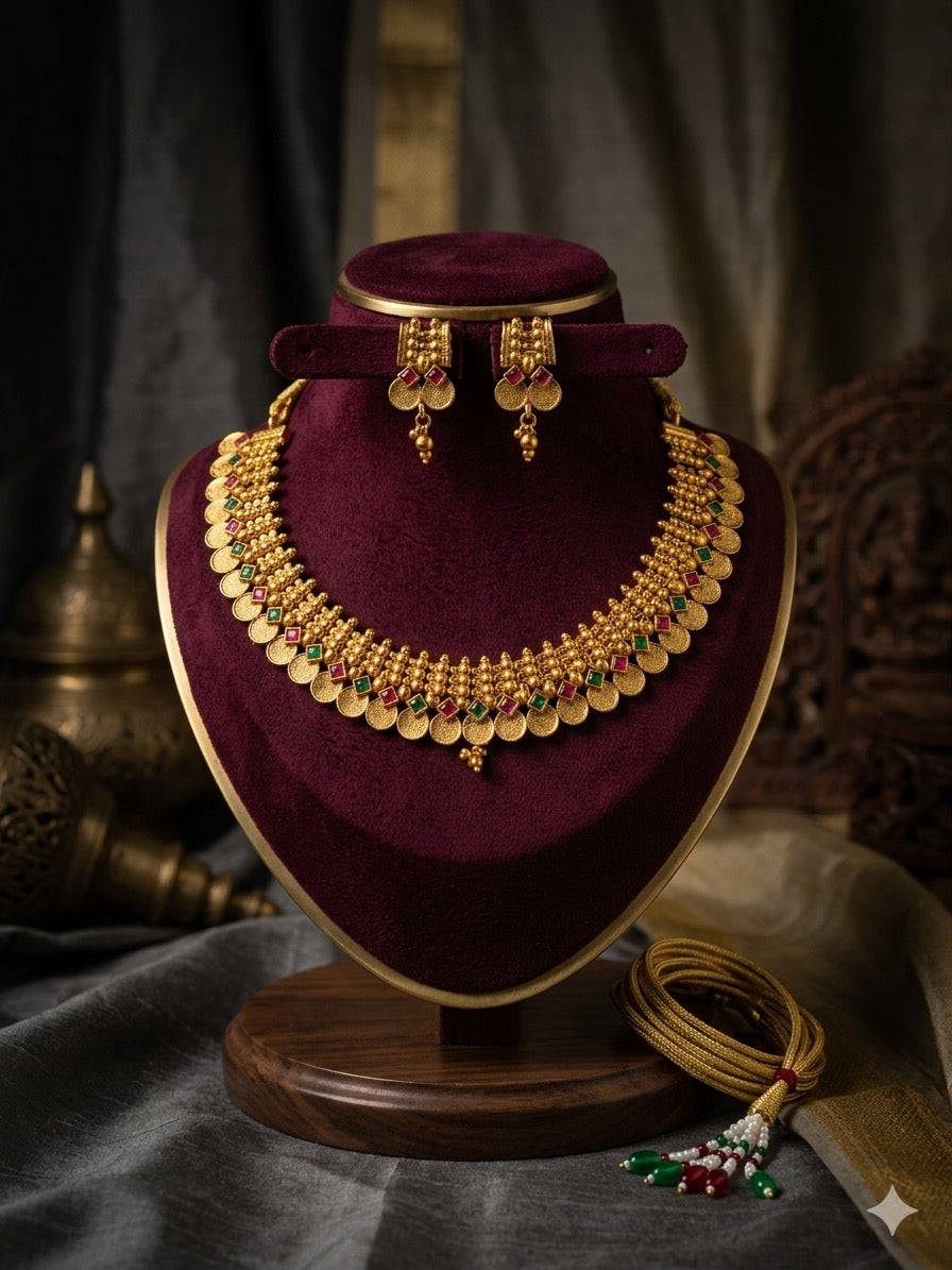 AUR263- Premium Traditional Necklace and Earrings Set