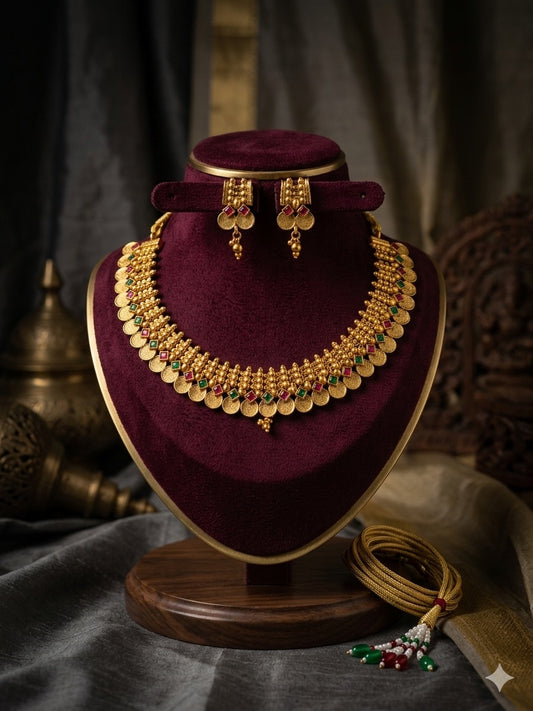 AUR263- Premium Traditional Necklace and Earrings Set