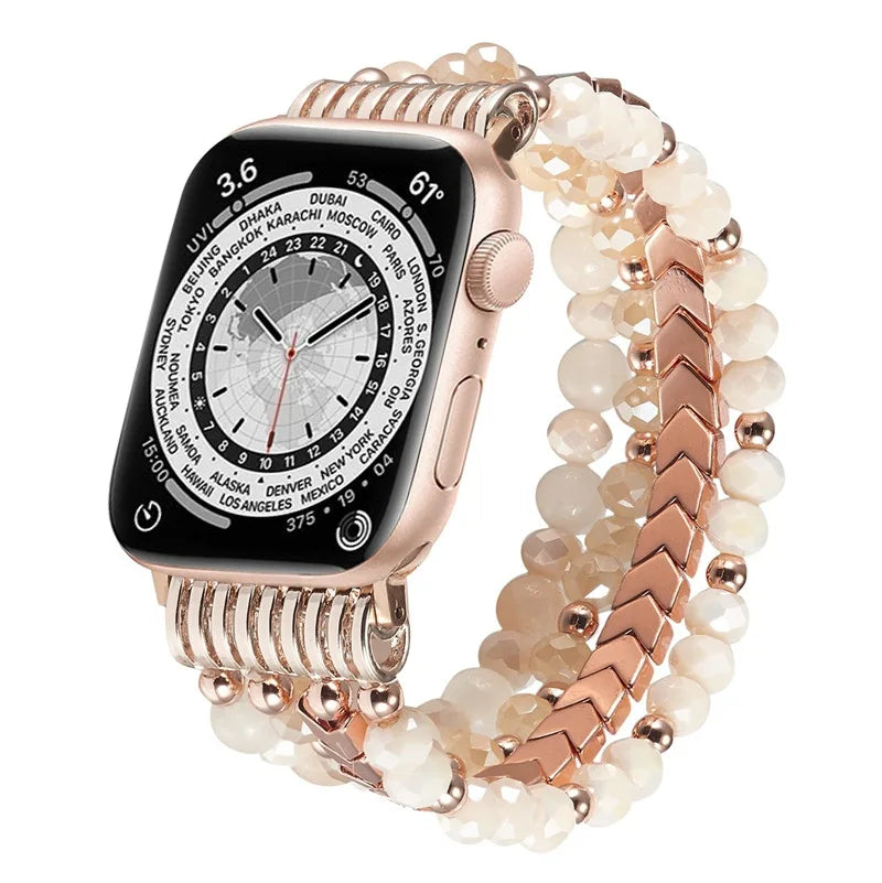 Women Straps for Iwatch Series 7 6 SE 5 4 41 45mm Jewelry Crystal Agate Wristband for Apple Watch Ultra 49 44 40mm Band