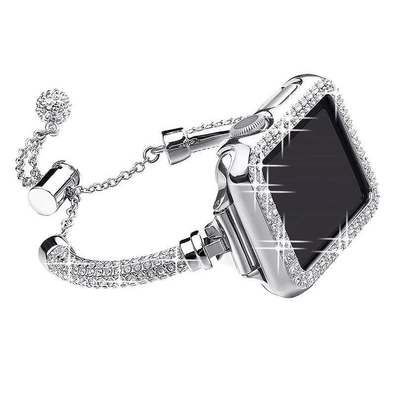Sparkling Crystal for IWatch Series 8 7 SE 6 5 4 Metal Chain Band for Apple Watch Band 49mm 45mm 42mm 41mm 44mm
