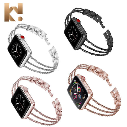 Luxury Stainless Steel Sublimation Smart Watch Metal Band Strap Women for Apple Watch 9 8 7 6 5 4 3 2 1 SE