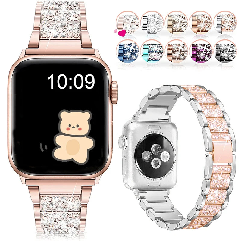 Bracelet Chain Strap for  Apple Watch Series 8 7 6 5 4 SE Stainless Steel Strap for Apple Watch Band 40mm 41mm 44mm 45mm