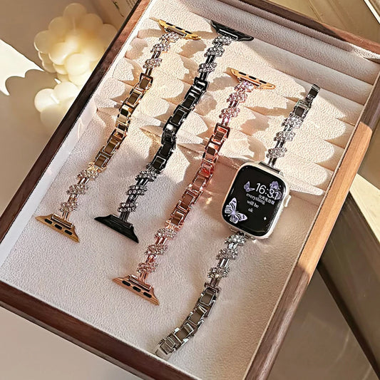 Fashion Zinc Alloy Glitter Diamond Watch Bands for Apple Watch Strap for IWatch Wrist Chain Bracelet Smart Watch 42 44 45 49 mm