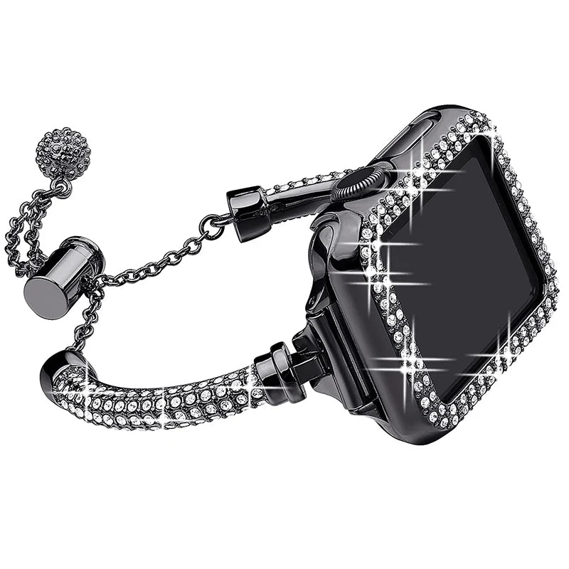 Sparkling Crystal for IWatch Series 8 7 SE 6 5 4 Metal Chain Band for Apple Watch Band 49mm 45mm 42mm 41mm 44mm