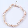 Natural White Pink Purple Color 6-8mm Baroque Style Grade Necklace Bracelet Set 925 Silver Gold Plated Chain