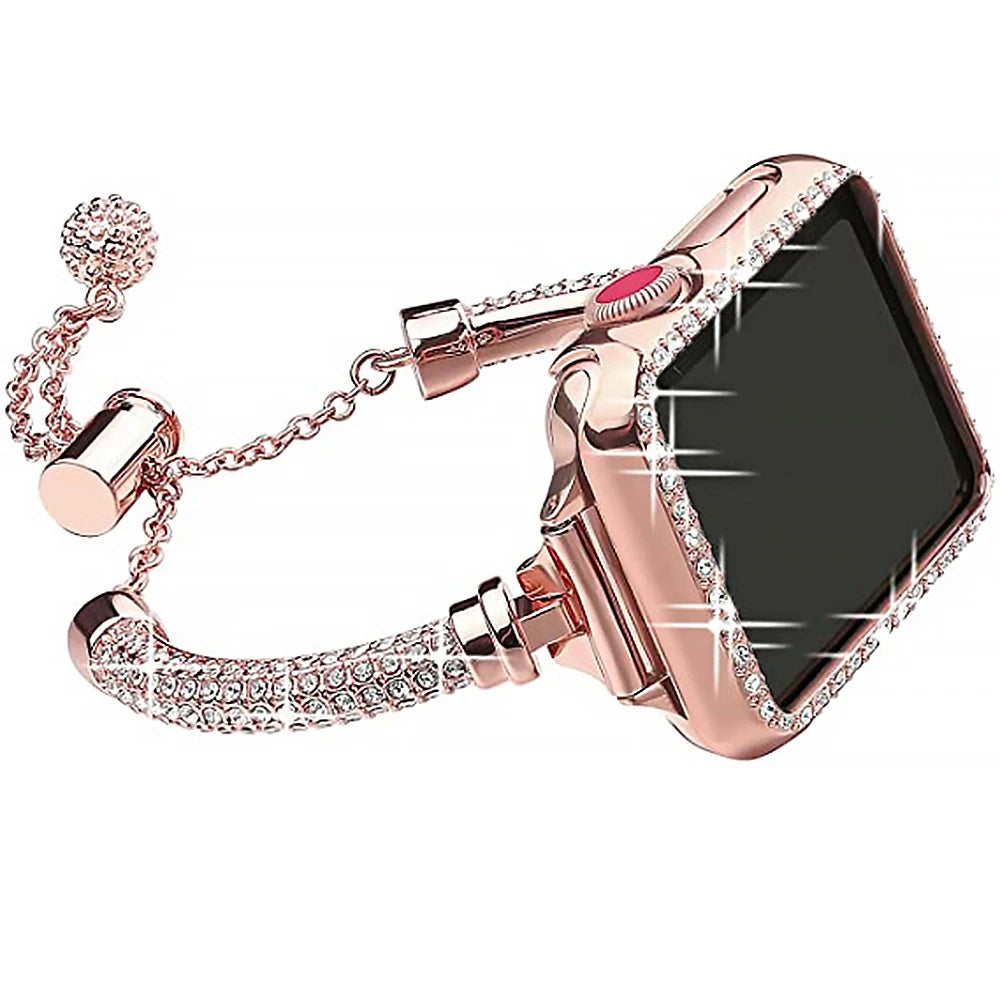 Sparkling Crystal for IWatch Series 8 7 SE 6 5 4 Metal Chain Band for Apple Watch Band 49mm 45mm 42mm 41mm 44mm
