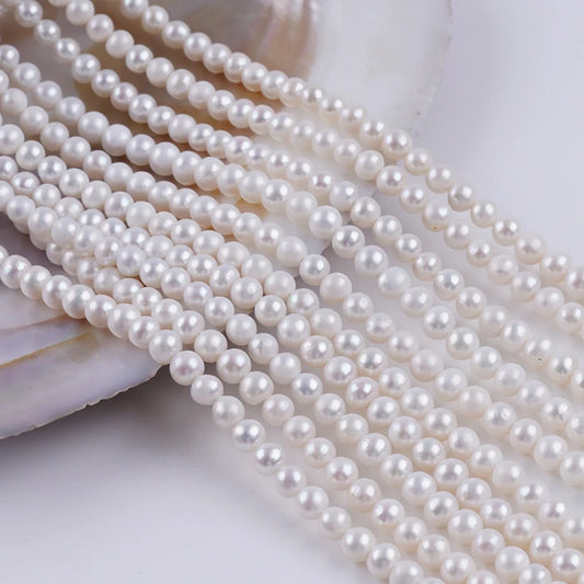 White 4-5mm AK Round Natural Cultured Freshwater Pearls Strand for Jewelry Making