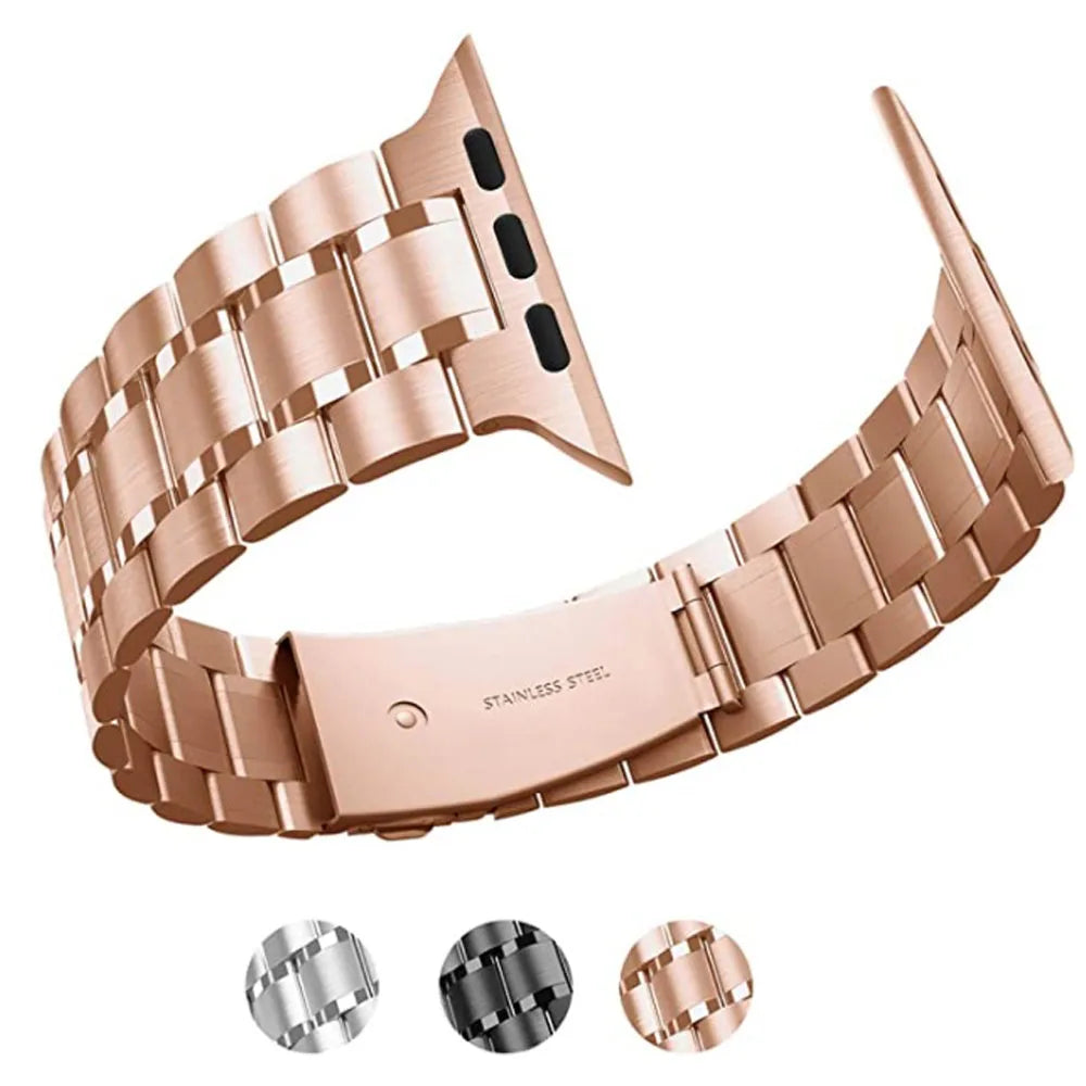 5-Bead Stainless Steel Watch Band Compatible with Apple Watch 38mm 40mm 41mm 42mm 44mm 45mm 49mm Replacement Bracelet