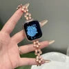 Opal Stone Floral Bangle Alloy Watch Strap for Watch 38/45mm 49mm Models Press Buckle Full Color Band