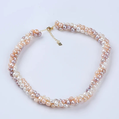 Natural White Pink Purple Color 6-8mm Baroque Style Grade Necklace Bracelet Set 925 Silver Gold Plated Chain