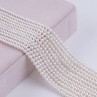 White 4-5mm AK Round Natural Cultured Freshwater Pearls Strand for Jewelry Making