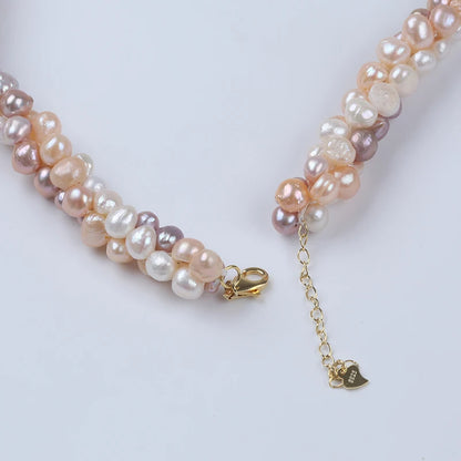 Natural White Pink Purple Color 6-8mm Baroque Style Grade Necklace Bracelet Set 925 Silver Gold Plated Chain