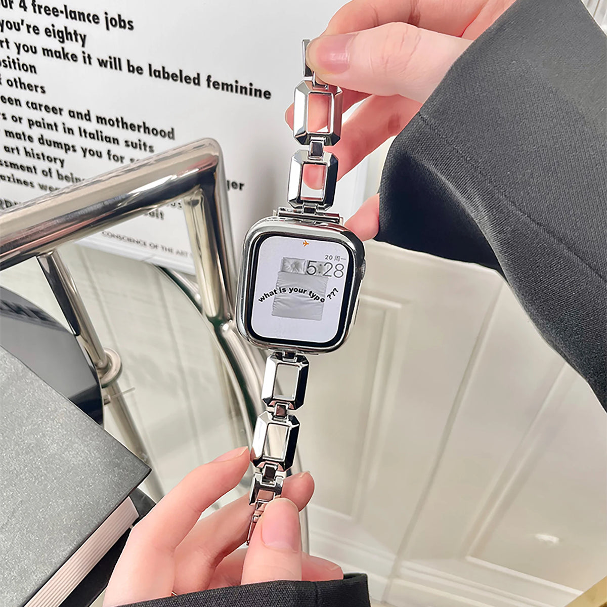 Luxury Women Jewelry Wristband for Iwatch Series 7 Se 6 5 4 3 2 1 Metal Strap for Apple Watch Band 44mm 42mm 40mm