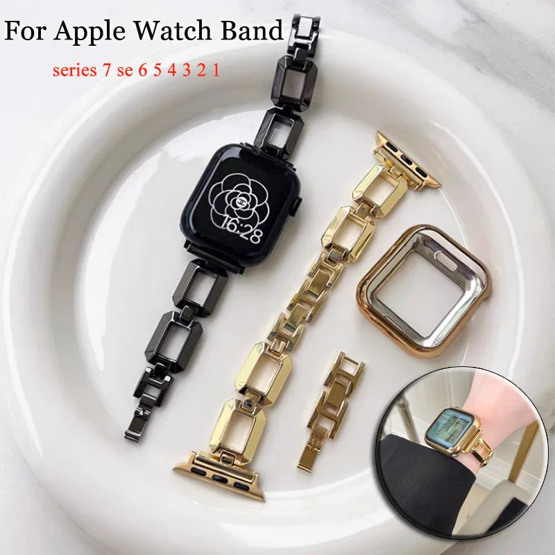 Luxury Women Jewelry Wristband for Iwatch Series 7 Se 6 5 4 3 2 1 Metal Strap for Apple Watch Band 44mm 42mm 40mm