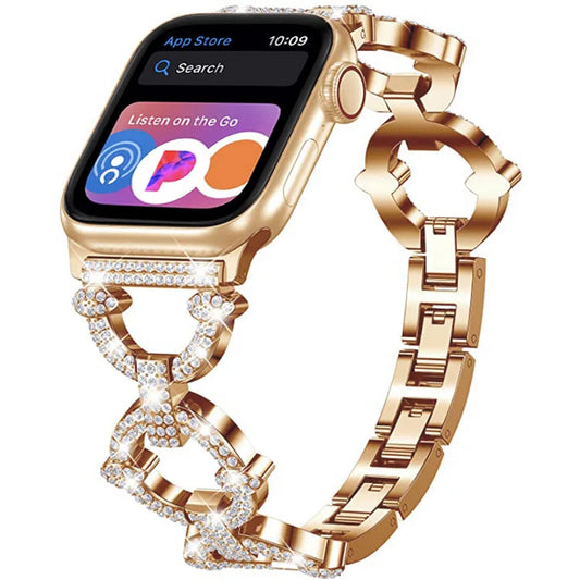 Dropshipping Diamond Metal Strap for Apple Watch Band 7 6 Se 5 4 3 Butterfly Bracelet 45mm 38 44mm for Iwatch Loop 41mm Jewelry