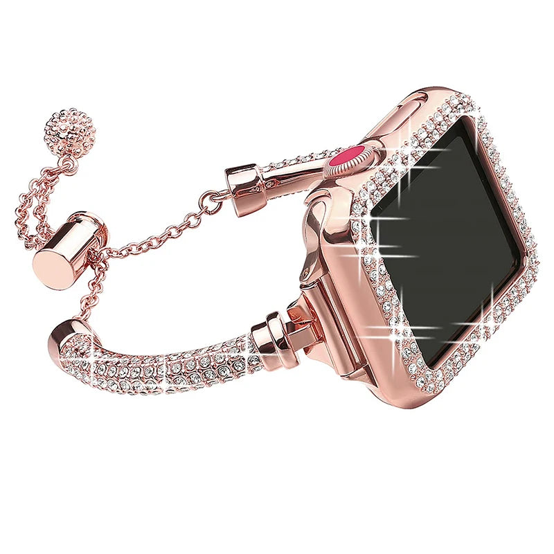 Sparkling Crystal for IWatch Series 8 7 SE 6 5 4 Metal Chain Band for Apple Watch Band 49mm 45mm 42mm 41mm 44mm