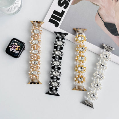 Charms Pearl Glitter Diamond Wrist Bracelet Watch Band for Apple Watch 10 Strap for IWatch Smart Watch 38 42 44 45 mm Watchbands
