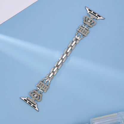 Premium Stainless Steel Crown Strap for Apple Watch Ultra 2 Series 10 9 8 7 6 5 SE 49 46 45 44 42 41 40 38mm Durable Metal Band