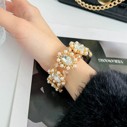 Charms Pearl Glitter Diamond Wrist Bracelet Watch Band for Apple Watch 10 Strap for IWatch Smart Watch 38 42 44 45 mm Watchbands