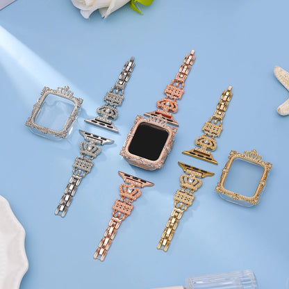 Premium Stainless Steel Crown Strap for Apple Watch Ultra 2 Series 10 9 8 7 6 5 SE 49 46 45 44 42 41 40 38mm Durable Metal Band