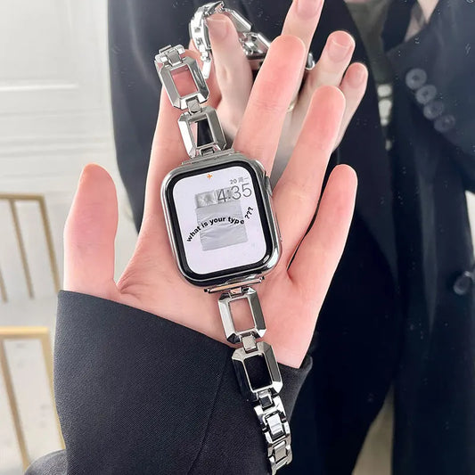 Luxury Women's Strap for Iwatch Series 8 7 Se 6 5 4 3 2 Jewelry Metal Strap for Apple Watch Band 44mm 42mm 40mm